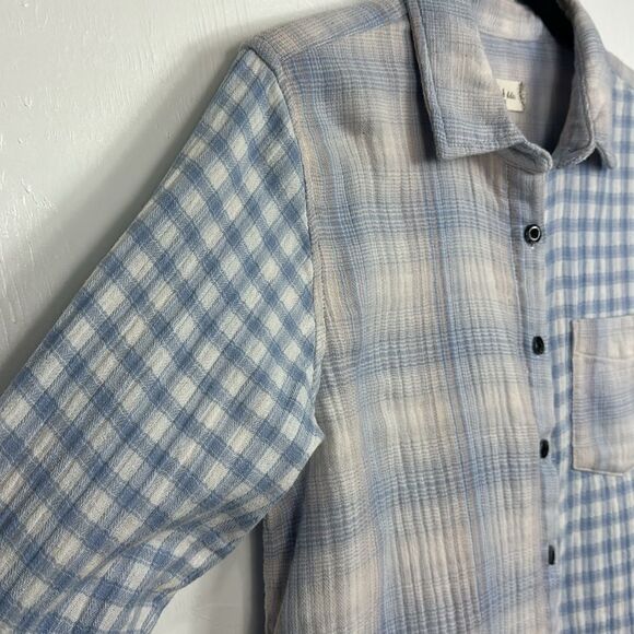 Altar'd State Multi-Pattern Peri Blue Button Down Shirt Size S - Picture 4 of 10